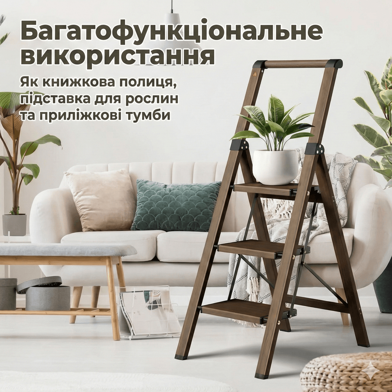 Драбина алюмінієва під дерево, легка, широка ladder adder L0103