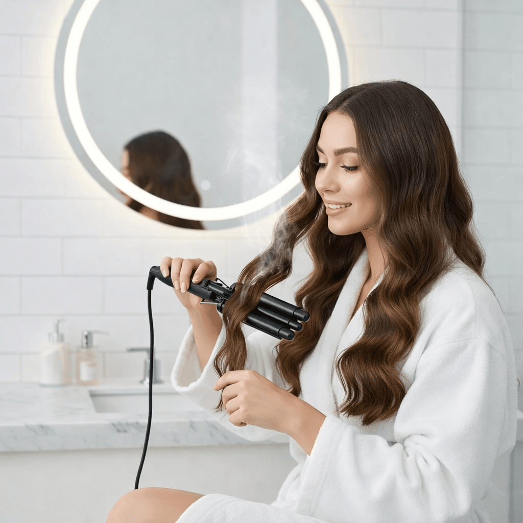 Потрійна плойка для волосся 16 мм, 180-210 °C, Mz-6621/Плойка три хвилі/Плойка для завивання волосся