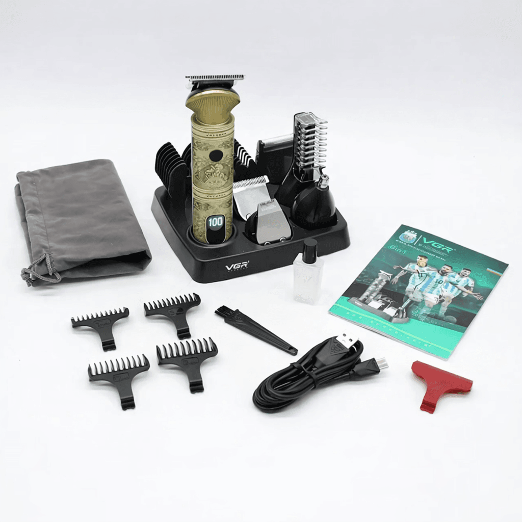 Акумуляторна машинка для стриження 6в1 з USB, VGR V-106/Набір для стриження волосся й бороди/Viummer
