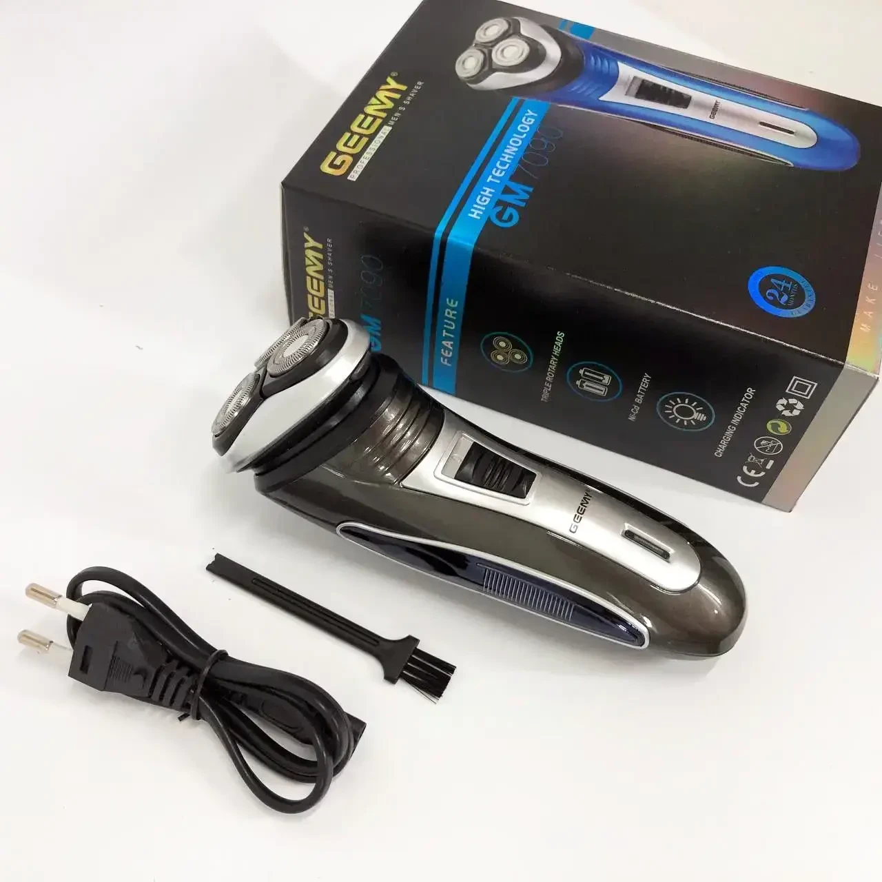Електробритва GEEMY GM-7090 3 в 1 з тримером для вусів, бездротова