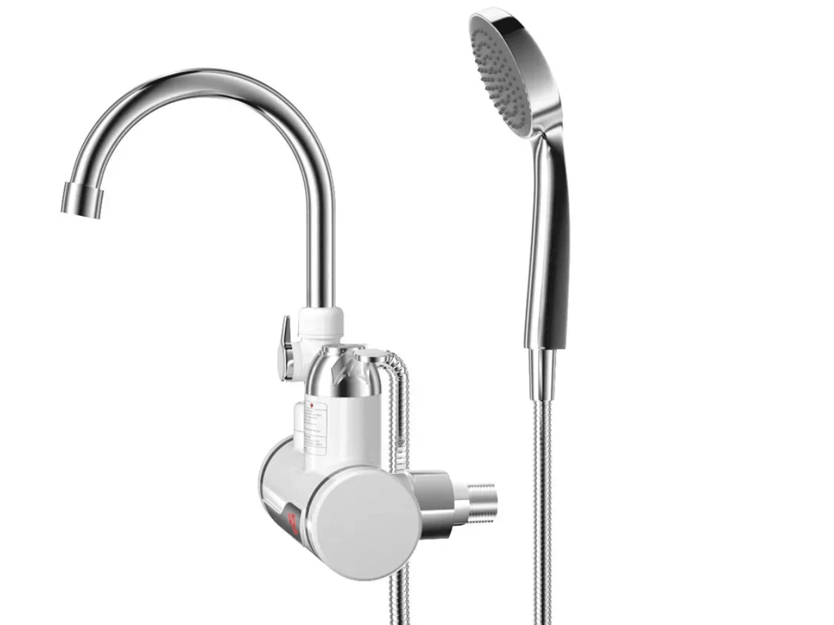 Проточний водонагрівач Delimano з LCD і душем боковим підключенням, 3 кВт/Кран водонагрівач