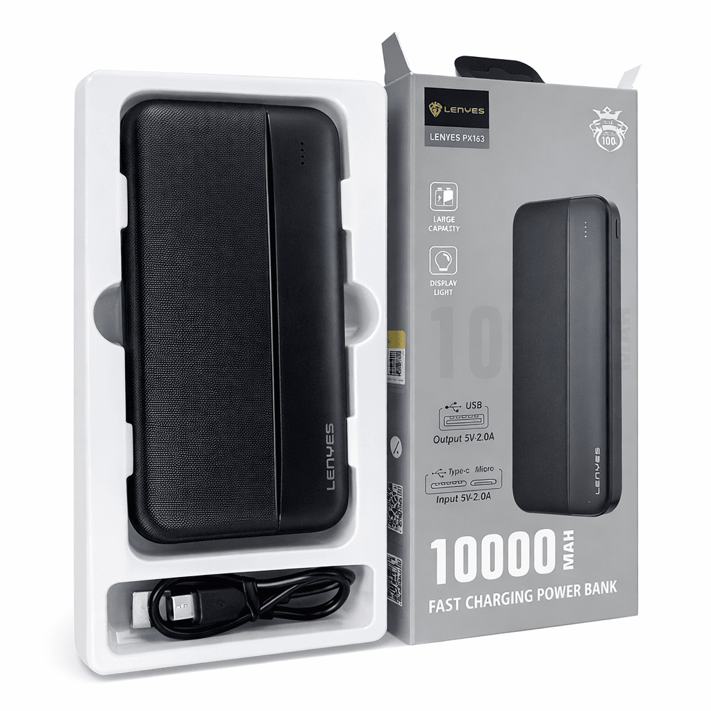 Зовнішній акумулятор Power Bank Lenyes PX163 10000 mAh li-ion два usb виходу 136х68х15 6 мм