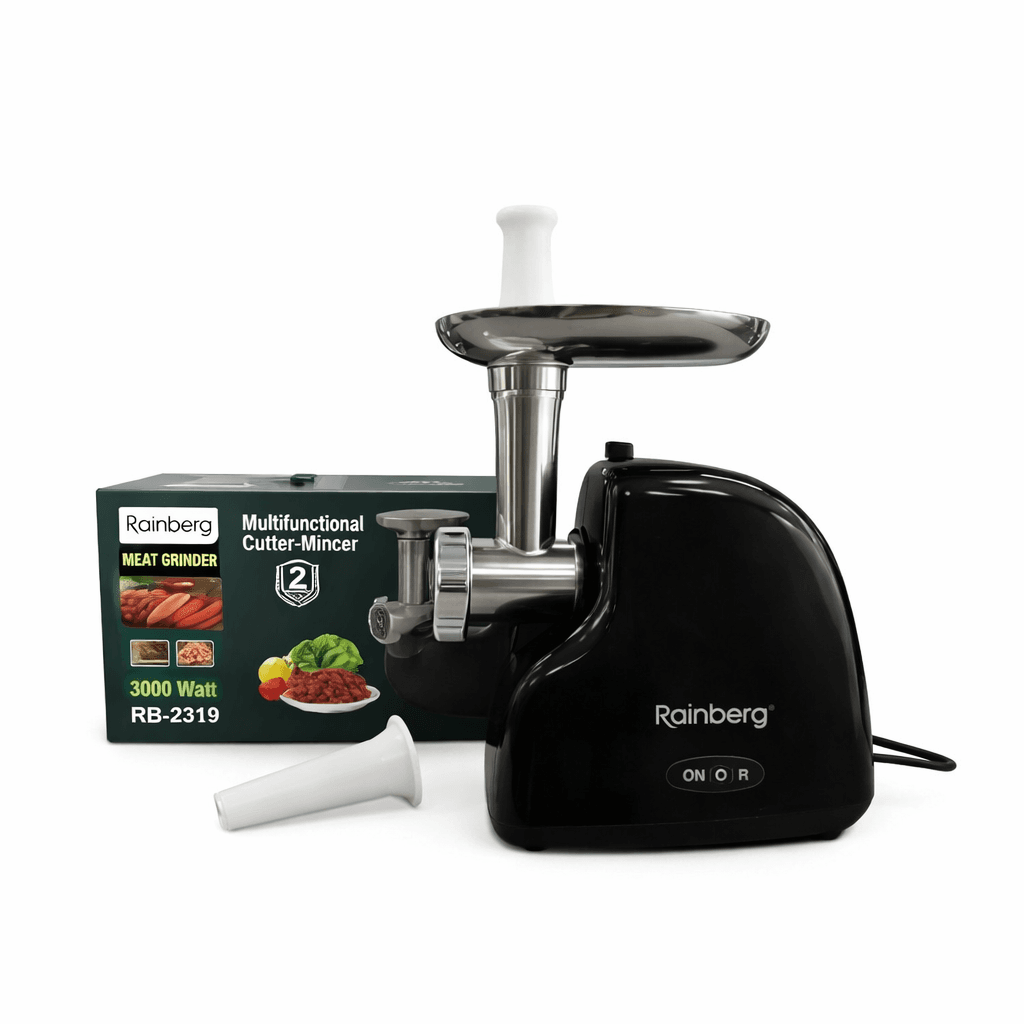 Потужна електрична м’ясорубка Rainberg RB-2319 3000 Вт для фаршу та заготівок чорна