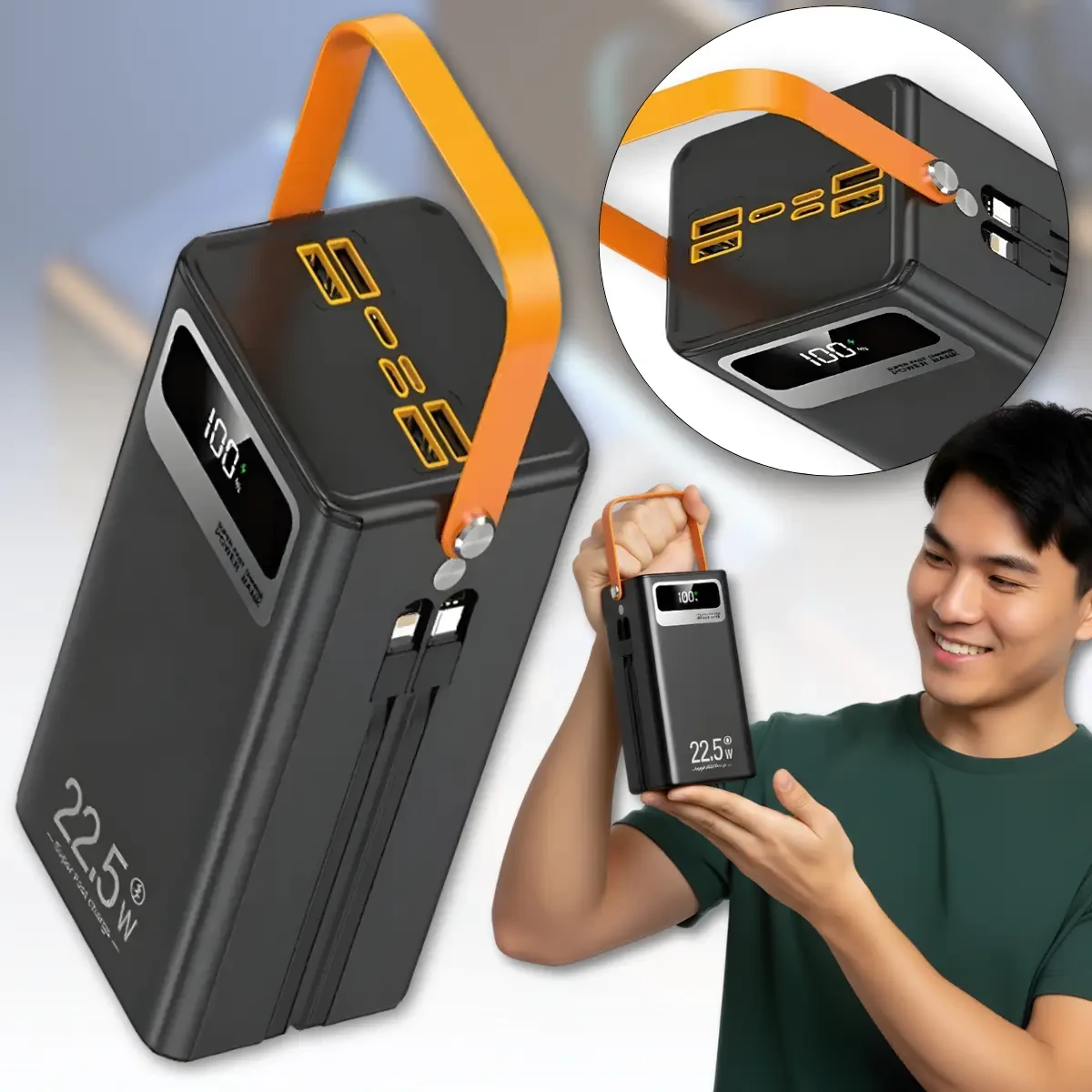 Повербанк-Гігант 60000mAh “Повна Автономність” TUGII-Y106 + Потужний LED-Прожектор (22.5 Вт)