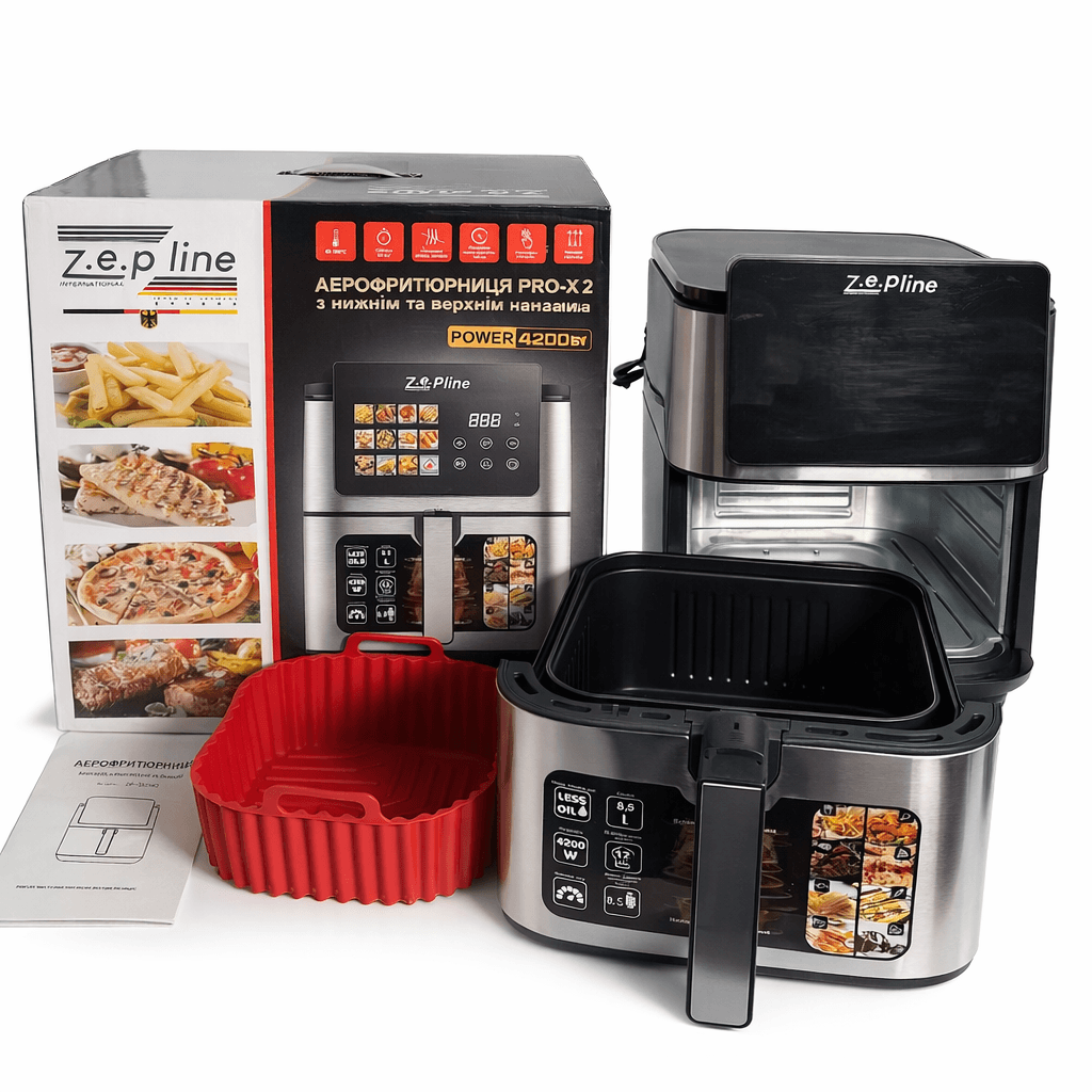 Мультифункціональна аерофритюрниця Zepline ZP-00342, 13 л, 4200 Вт, 12 програм, зі знімним кошиком і силіконовою формою