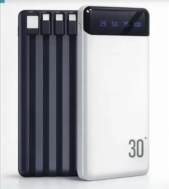 Павербанк PB-461 30000 mAh з LED-дисплеєм, швидкою зарядкою QC 3.0, USB / Type-C / Lightning, білий