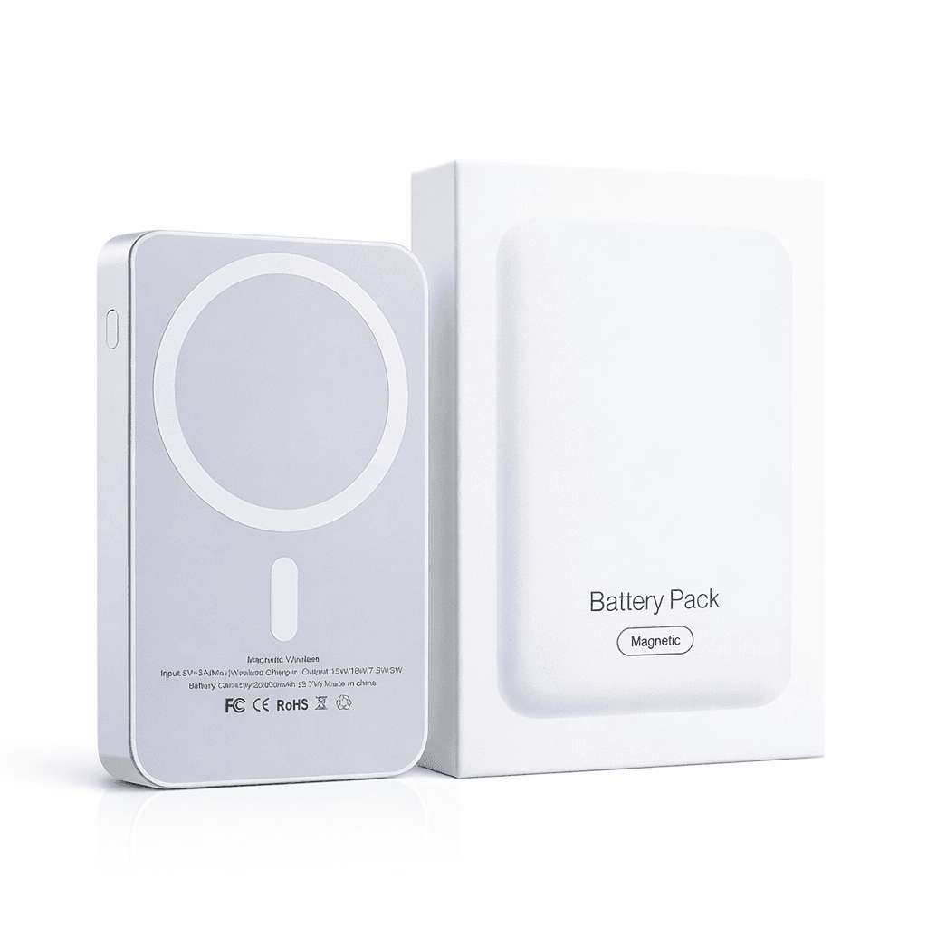 Магнітний павербанк Magnetic Battery Pack 20000 mAh з бездротовою зарядкою 15W (MagSafe сумісний), білий
