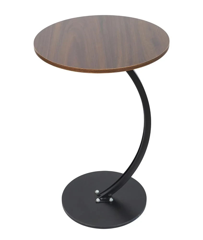 Приставний журнальний столик до дивана AMENI M1, круглий, 40×60 см, MDF і метал, колір венге (дуб шоколадний)
