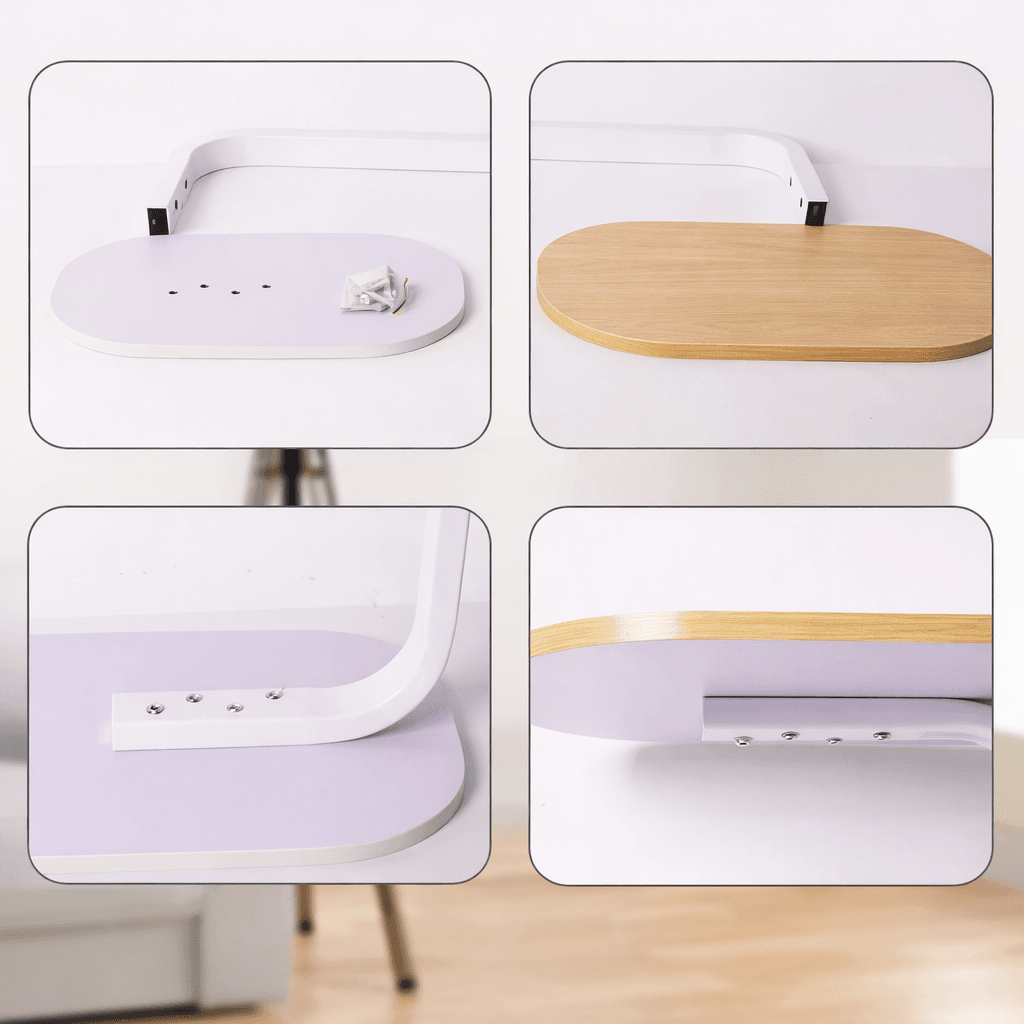 Журнальний приставний стіл металевий у стилі лофт 60 см, білий каркас, стільниця світле дерево, компактний столик до дивана