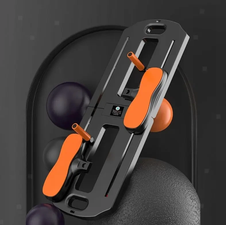 Напольний тренажер для пілатесу MM3000 з резинками, складна платформа для вправ на прес і ноги, чорний з помаранчевими елементами