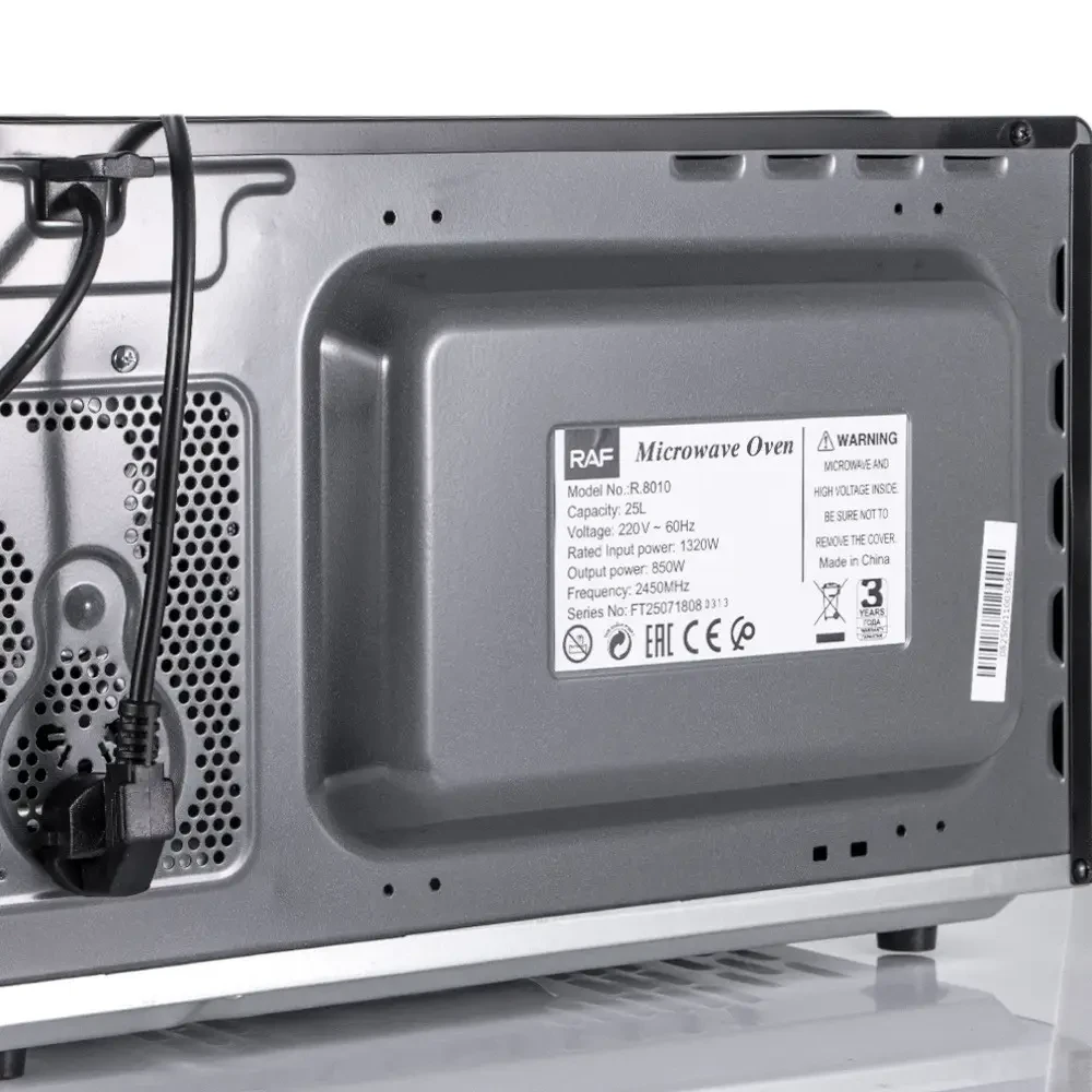 Мікрохвильова піч 25 л із функцією інтелектуального розморожування RAF R.8010 850W