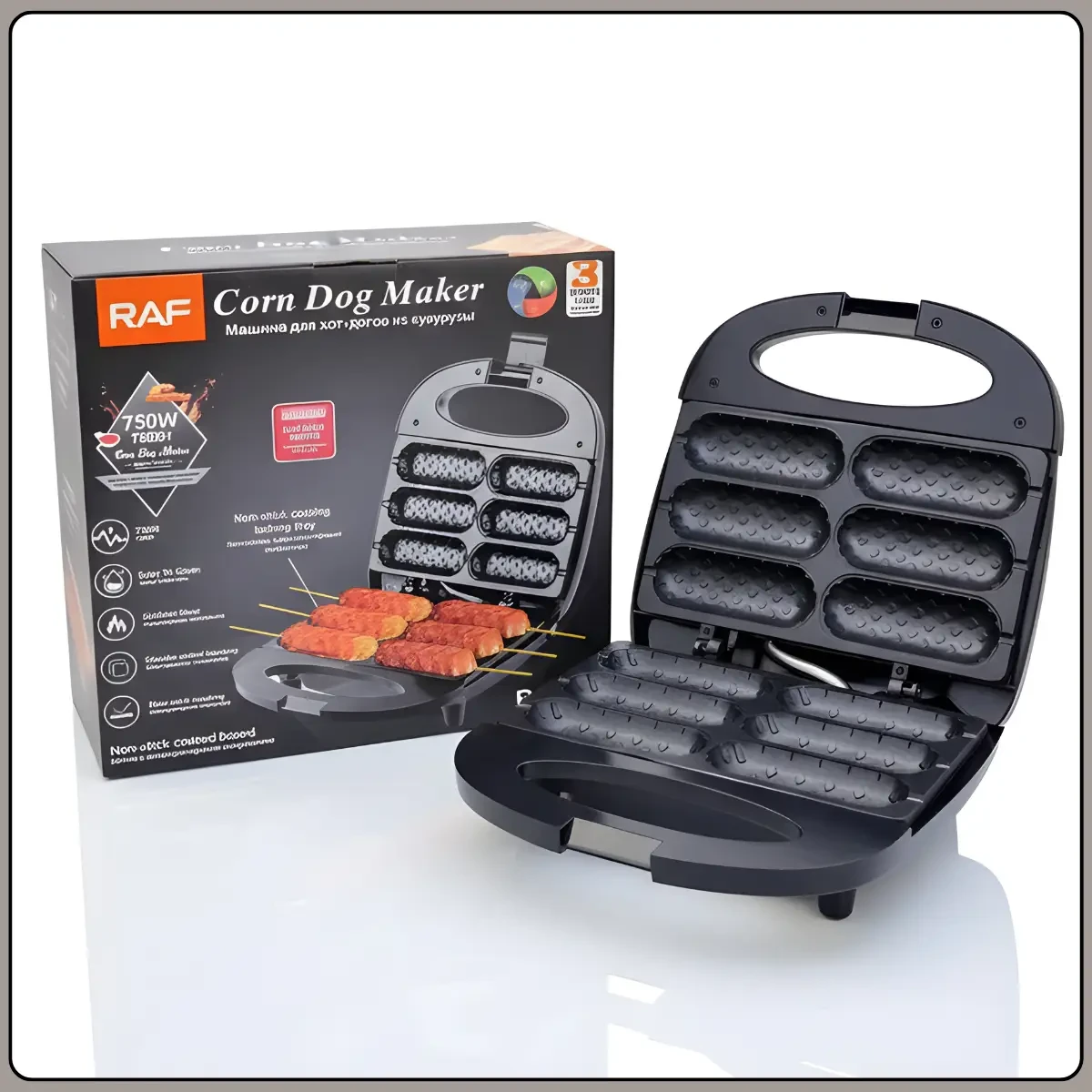 Електричний апарат для приготування корн-догов з антипригарним покриттям RAF R.2511 750W