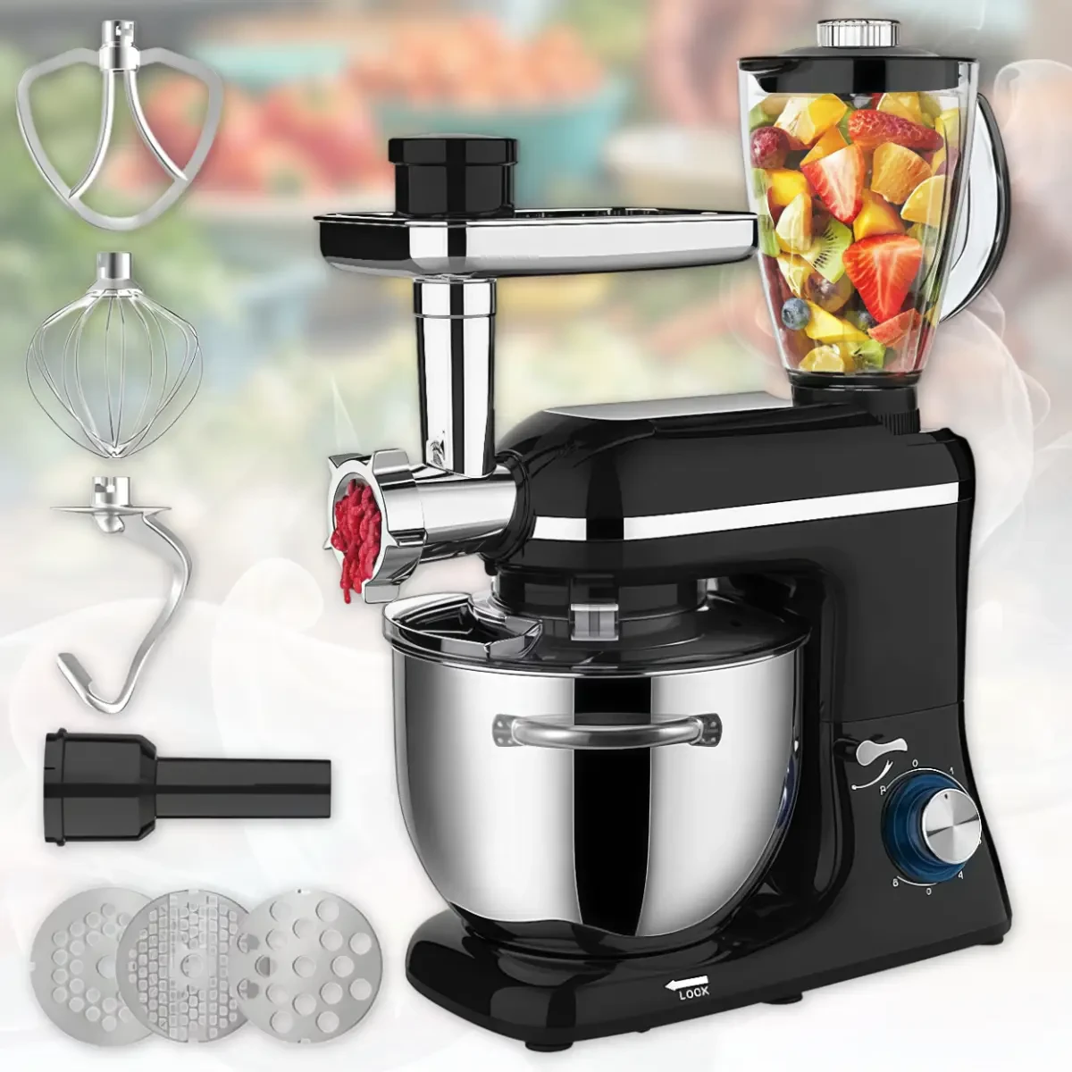 Кухонний комбайн з м’ясорубкою та блендером на 6 швидкостей RAF R.6609B 1500W