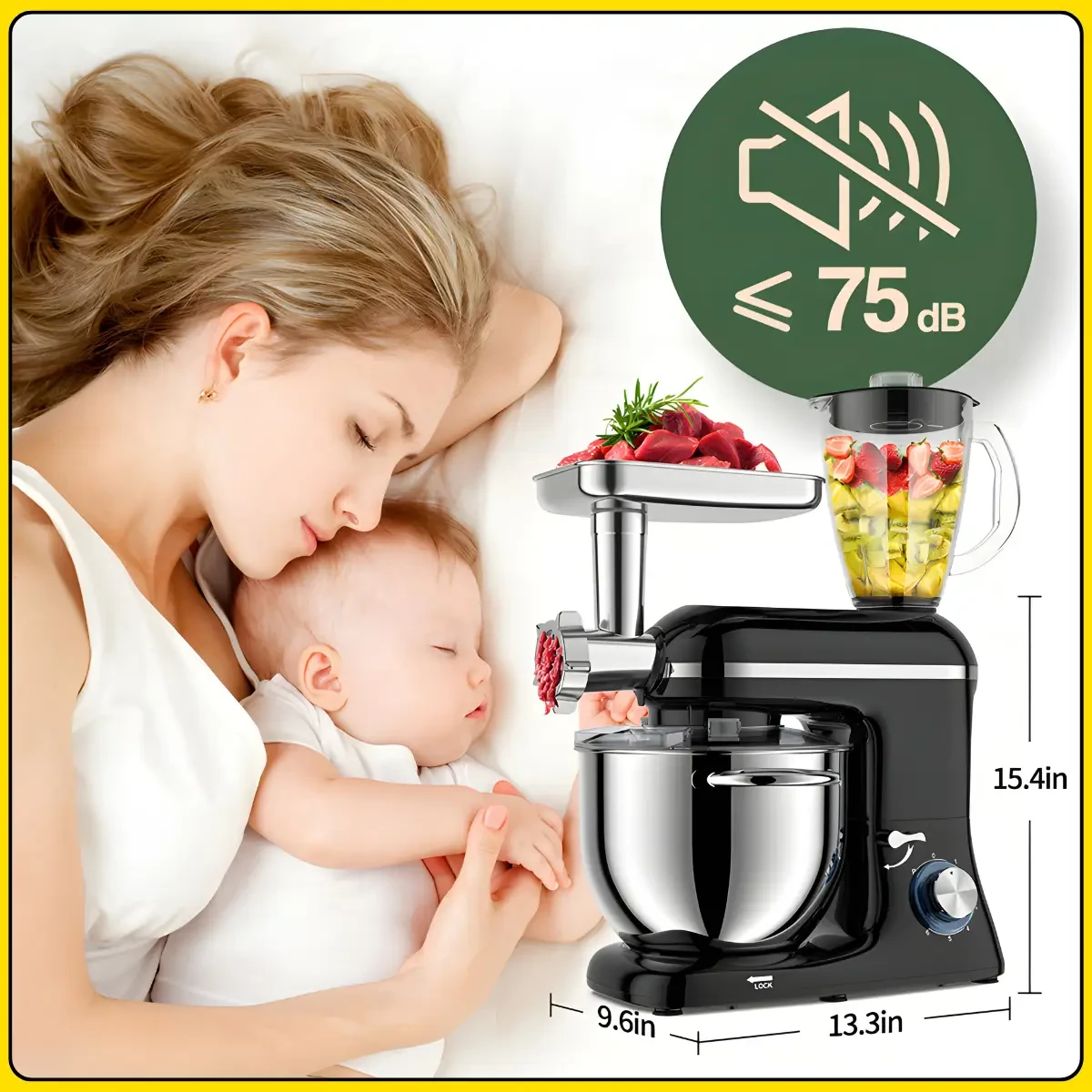 Кухонний комбайн з м’ясорубкою та блендером на 6 швидкостей RAF R.6609B 1500W