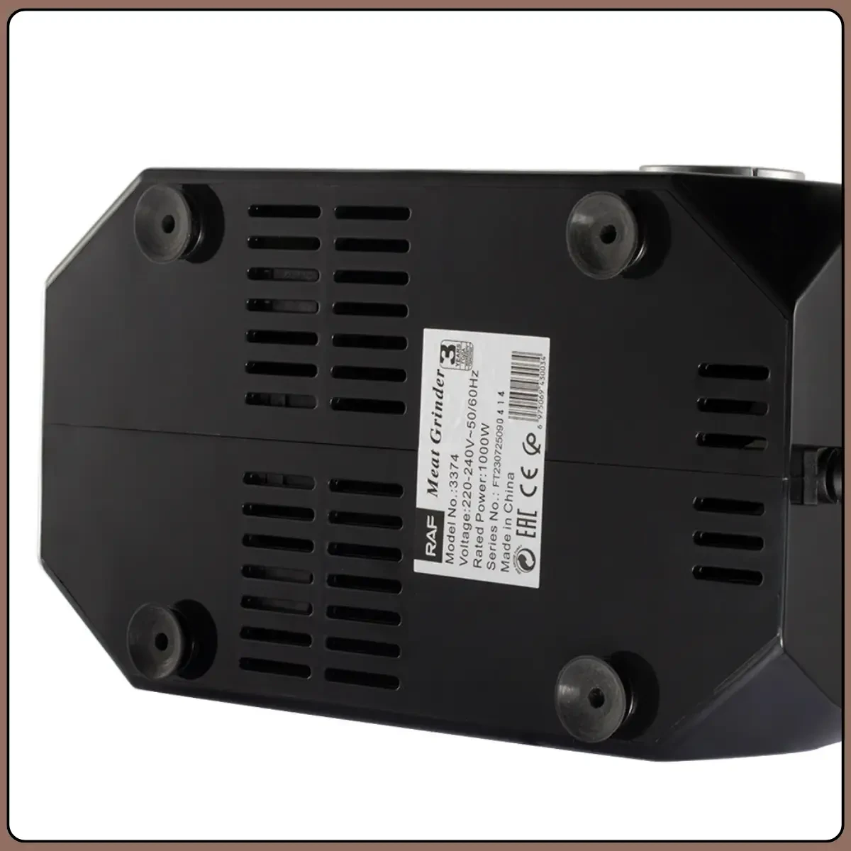 Електрична м’ясорубка з насадками для фаршу, ковбаси та кебе RAF R.3374 1000W