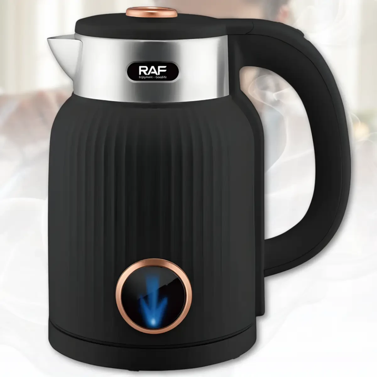 Електричний чайник 1.5 л з автоматичним вимкненням і поворотною базою 360° RAF R.7984 1500W Чорний