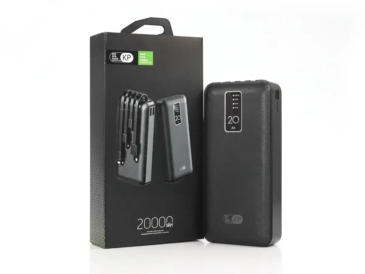 Power Bank з електронним екраном із набором кабелів KP KP-27 20000 mAh Зовнішній акумулятор для заряджання