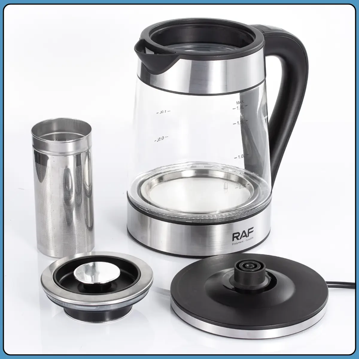 Електричний чайник 1.8 л із заварником й автовимкненням RAF R.7202 2200W