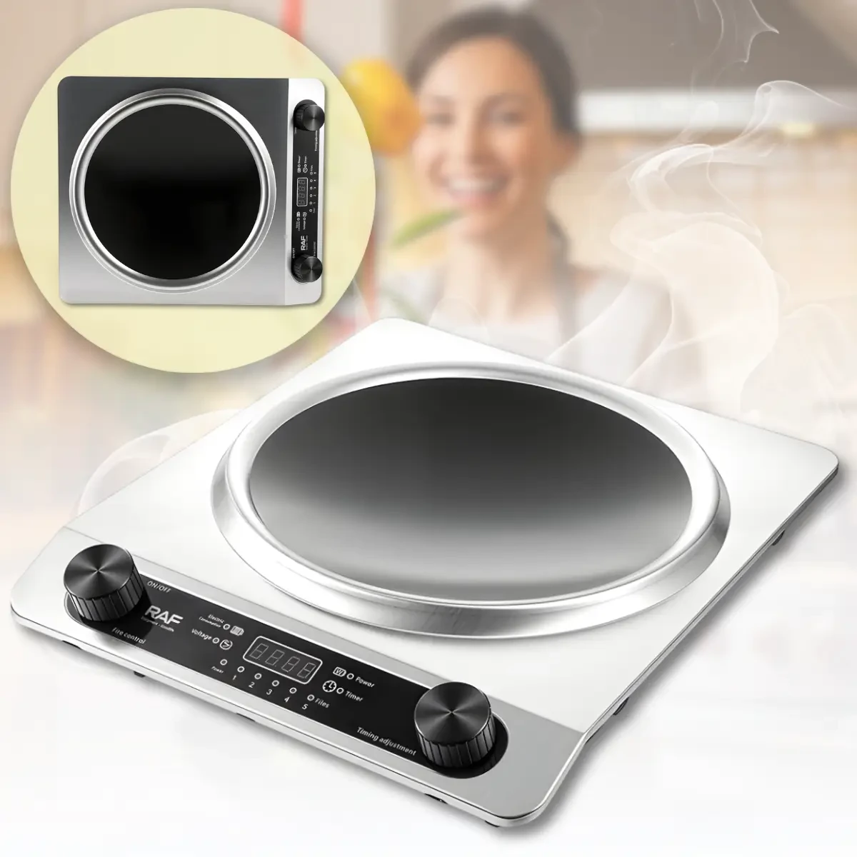 Електрична індукційна плита з LED-дисплеєм і механічним керуванням RAF R.8102 3500W