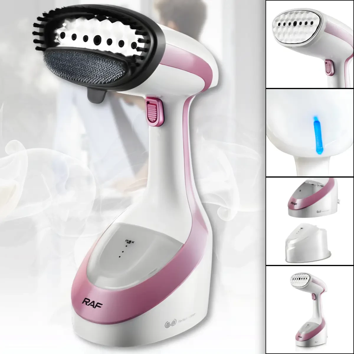 Ручний відпарювач для одягу з насадкою-щіткою і ромбоподібною панеллю RAF R.1159 1600W