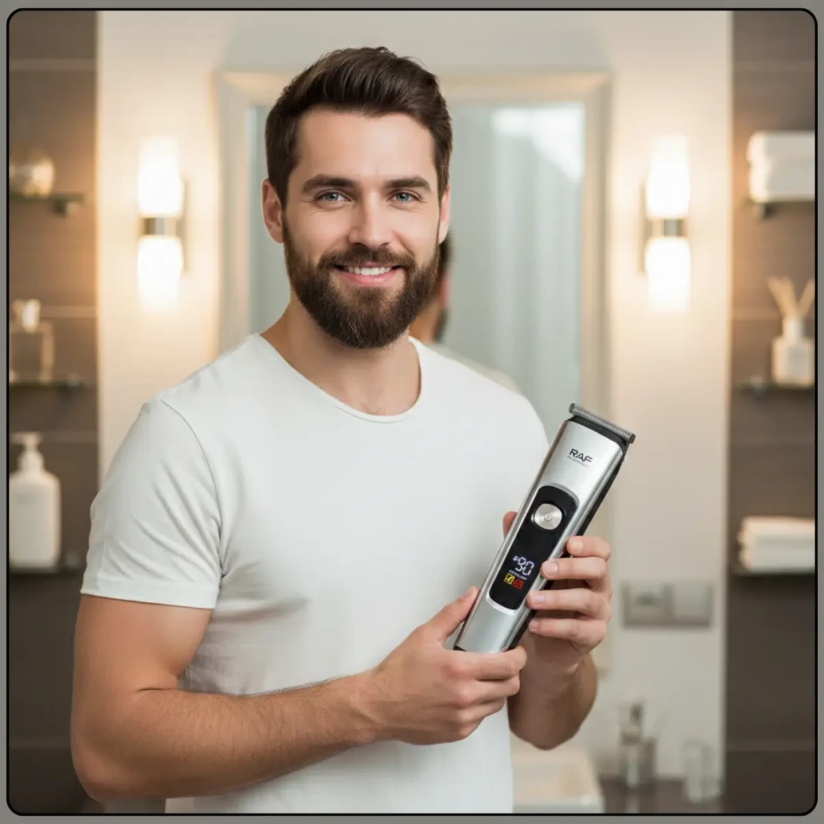 Акумуляторний тример з комплектом змінних головок і цифровим дисплеєм RAF R.4094 3W