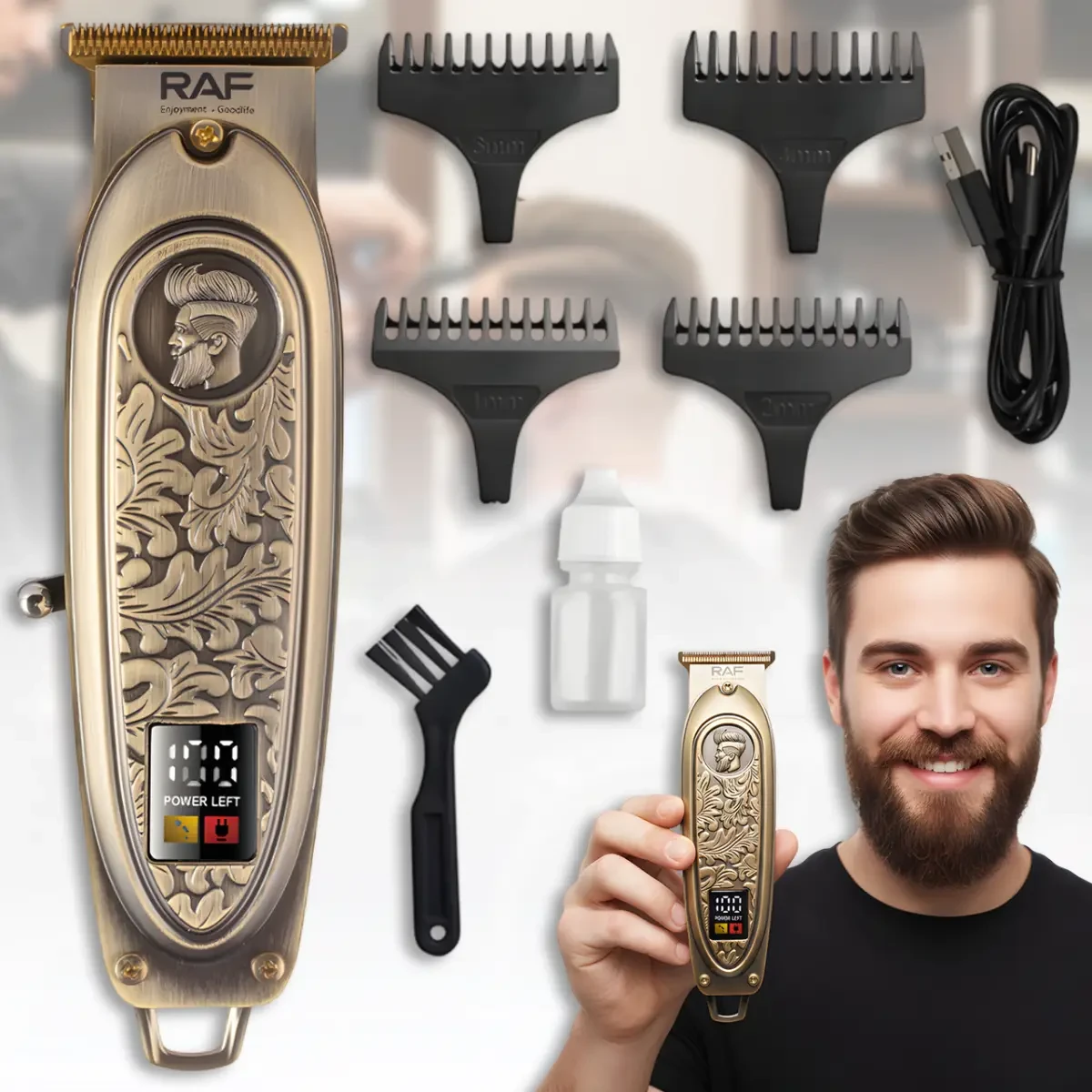 Акумуляторний тример для волосся й бороди з металевим корпусом RAF R.4037 5W