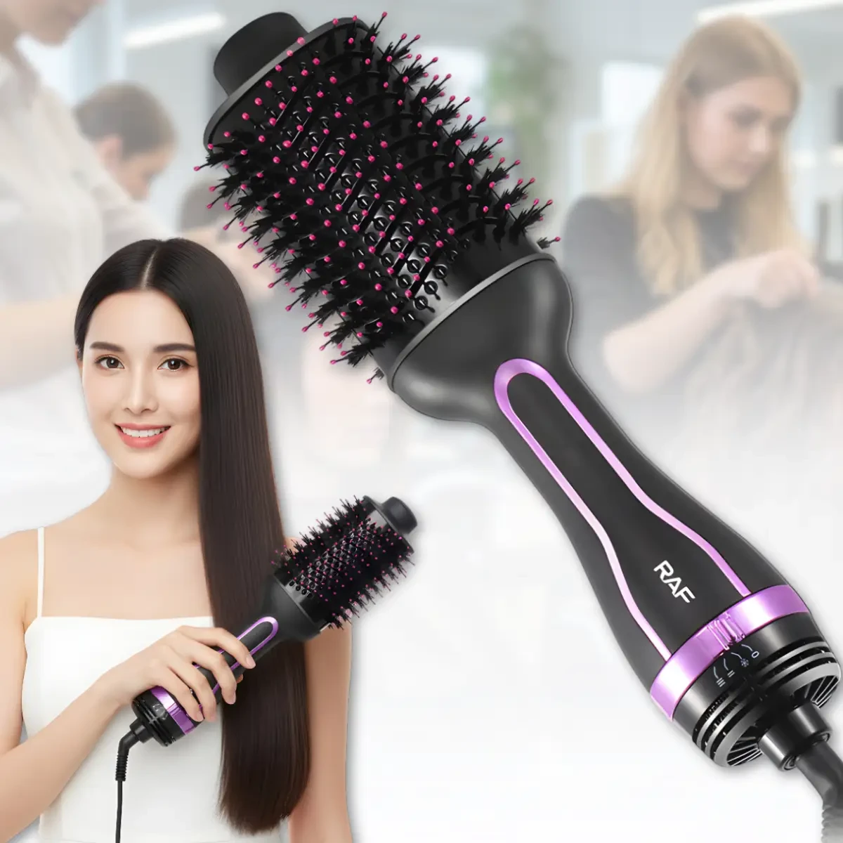 Фен-щітка з трьома температурними режимами та поворотним кабелем 360° RAF R.602 1200W