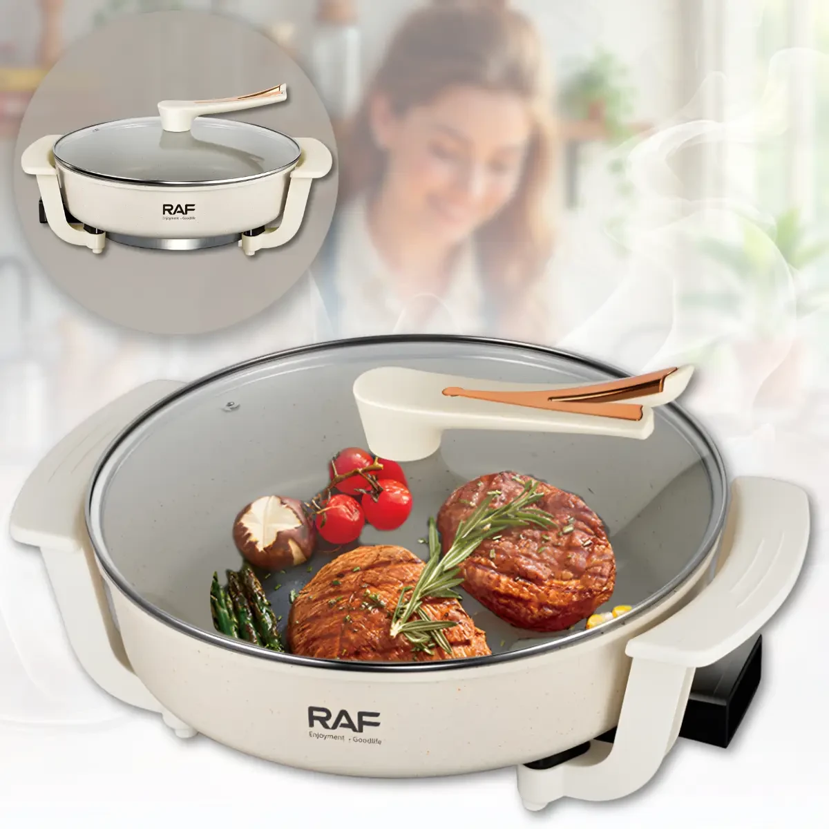 Електрична каструля з регулюванням температури й антипригарним покриттям RAF R.5410 1200W