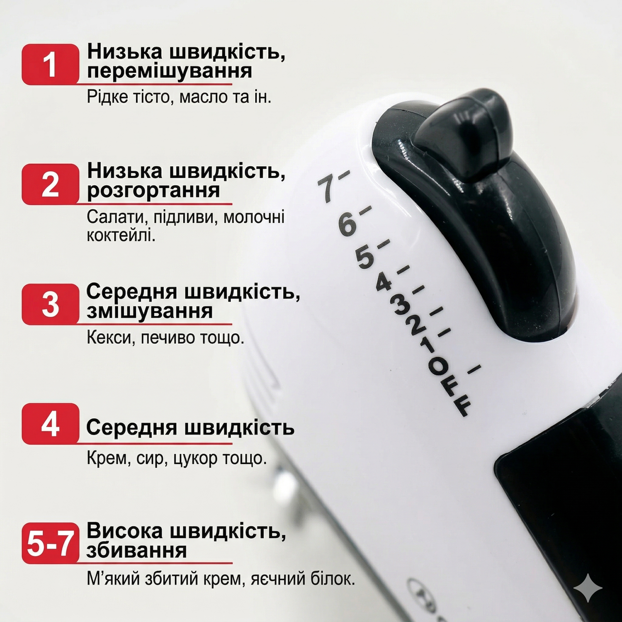 Ручний міксер для кухні на 7 швидкостей RAF R.6633B 260 Вт  Кухонний електричний міксер