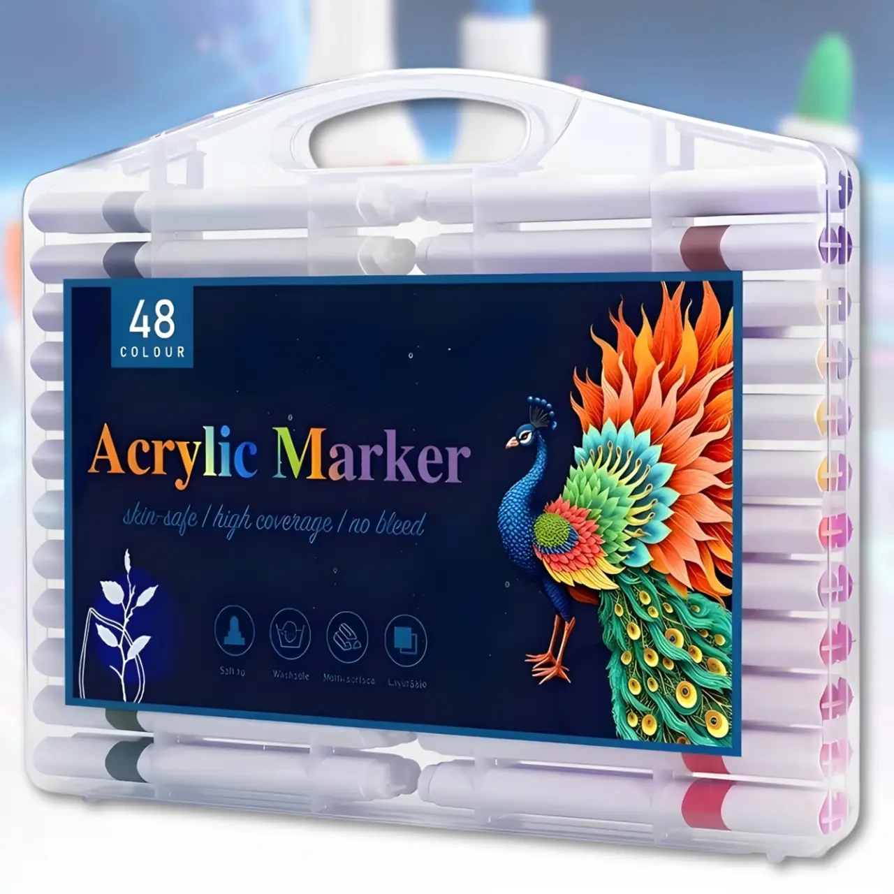 Художній набір акрилових маркерів 48 кольорів MAP-04 у пластиковому органайзері для масштабної творчості