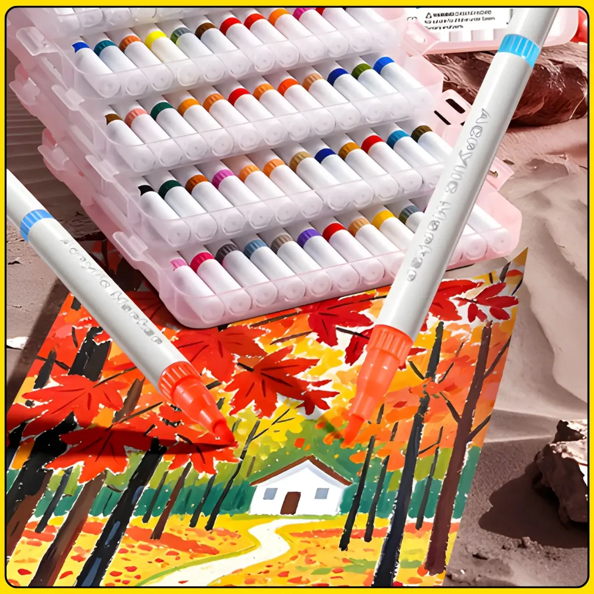 Універсальні акрилові маркери MAP-10 на 24 відтінки — набір 12 шт у зручному кейсі для творчості та декору