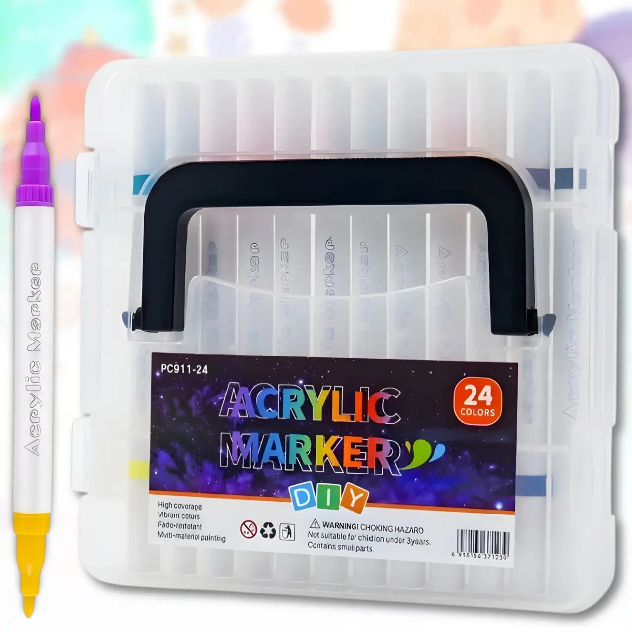 Універсальні акрилові маркери MAP-10 на 24 відтінки — набір 12 шт у зручному кейсі для творчості та декору