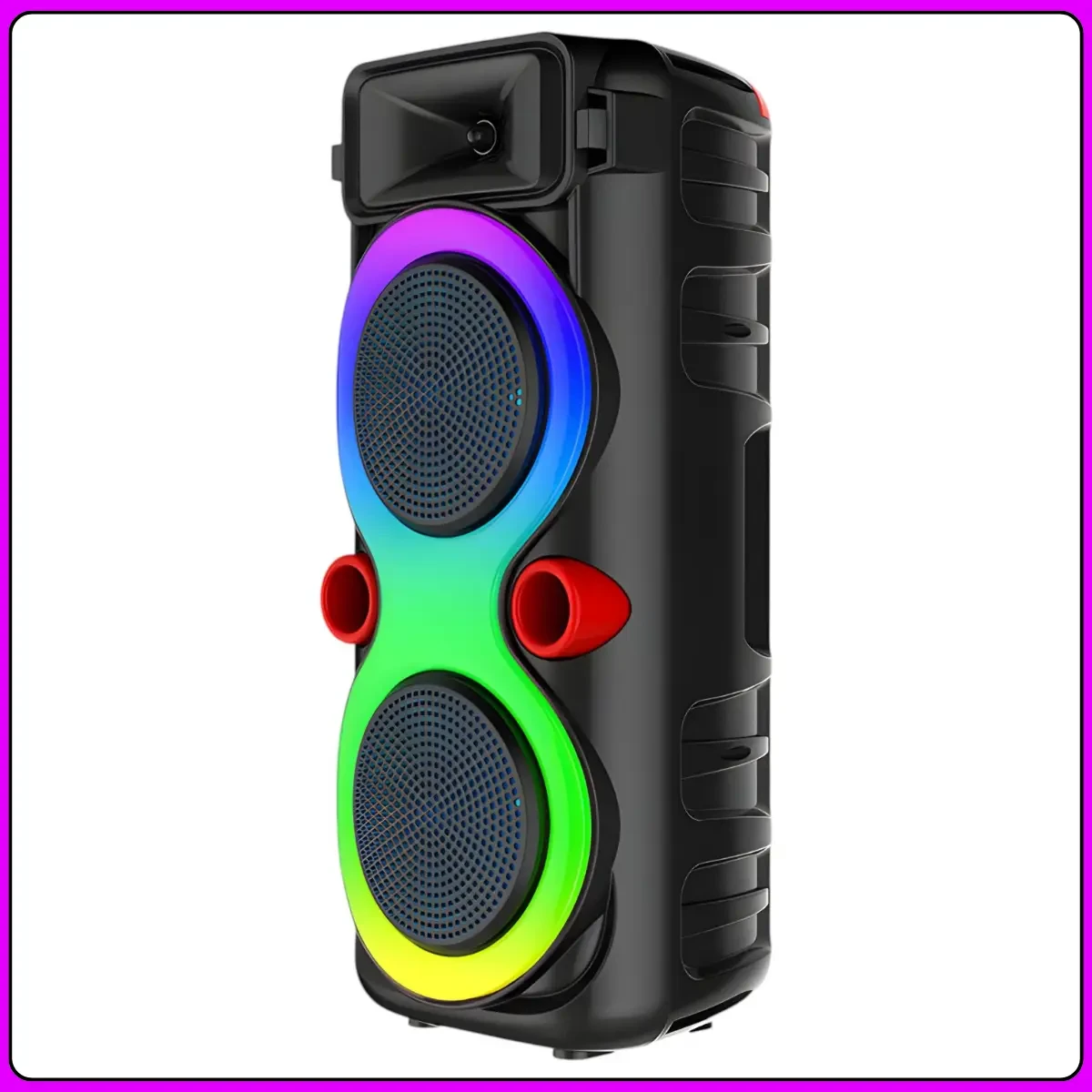 Портативна Bluetooth колонка 2х8″ з дротовим мікрофоном і RGB підсвіткою ZQS8275 40W