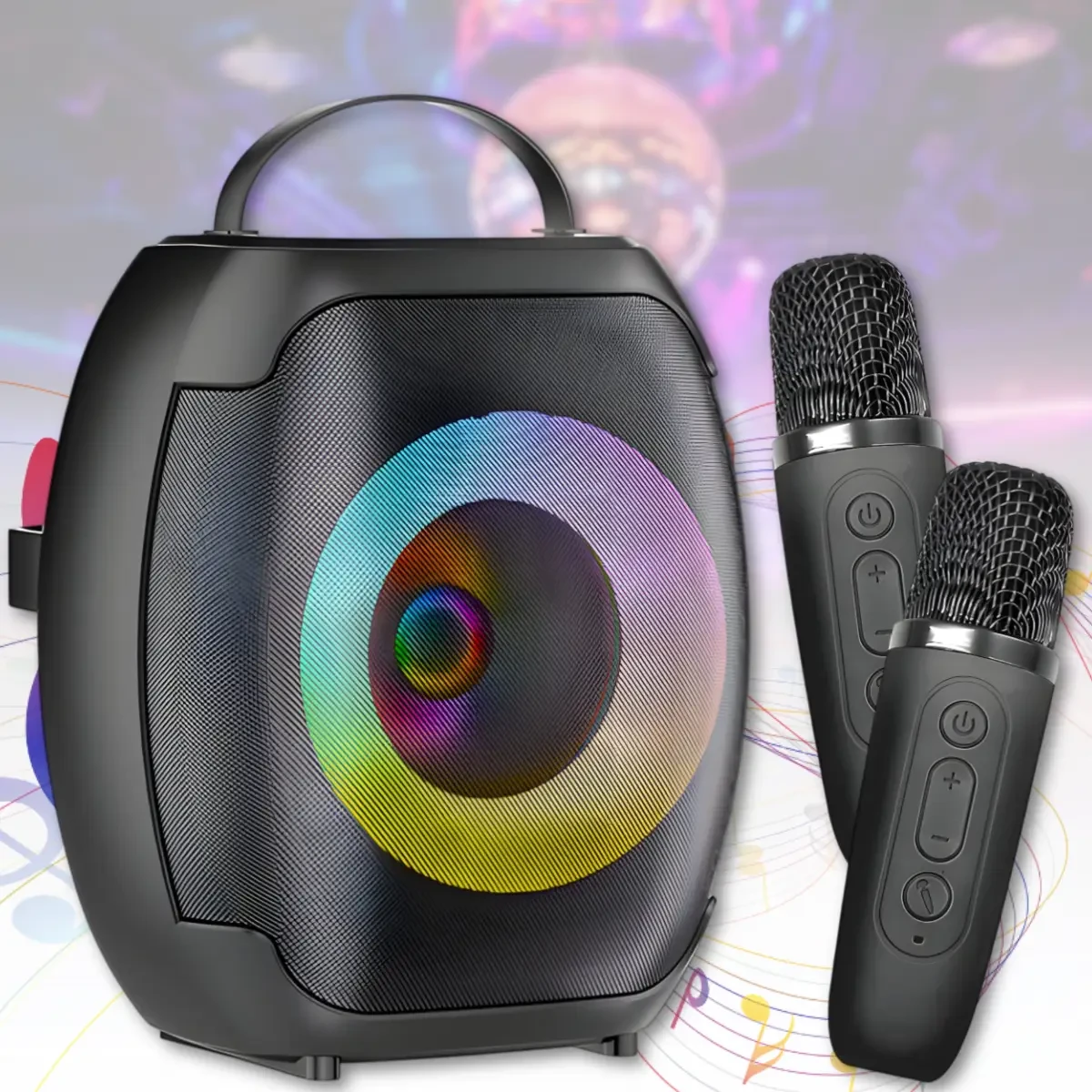 Портативна Bluetooth колонка 4″ з двома бездротовими мікрофонами ZQS-W4107 8W