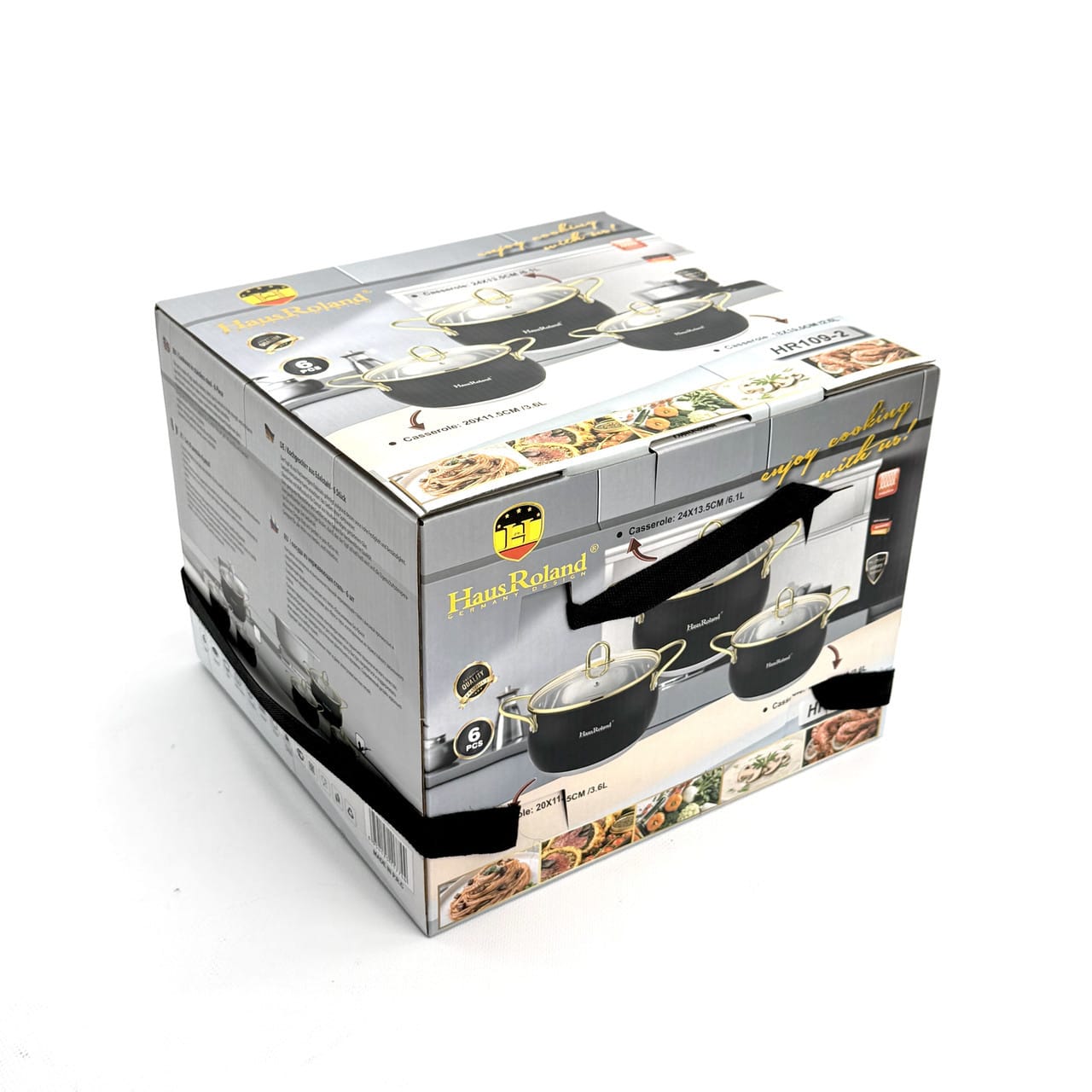 Набір каструль Haus Roland HR109-2, 3 шт. з неіржавкої сталі 2,6/3,6/6,1 л. Черный (HR109-2)