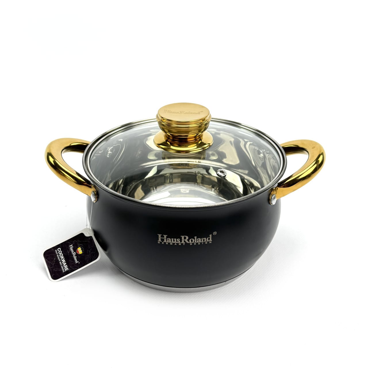 Набір каструль Haus Roland HR113-5, 4 шт. з неіржавкої сталі 1,9/2,6/3,6/6,1 л. Чорний (HR113-5)