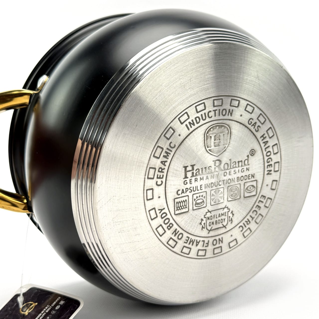 Набір каструль Haus Roland HR113-5, 4 шт. з неіржавкої сталі 1,9/2,6/3,6/6,1 л. Чорний (HR113-5)