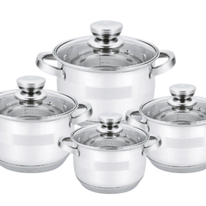 Набір каструль Haus Roland HR131-5, 4 шт. з неіржавкої сталі 2,1/2,8/3,9/6,1 л. Сріблястий (HR131-5)