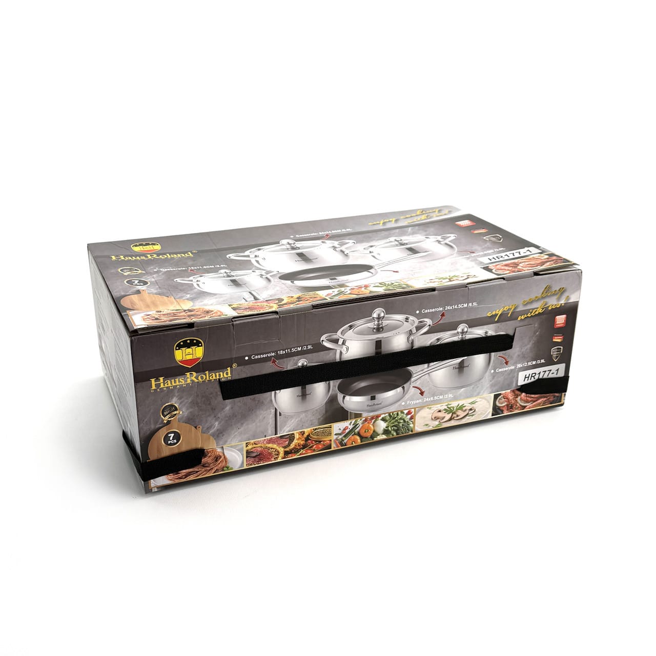 Набір посуду Haus Roland HR177-1 7 предметів із неіржавкої сталі: каструлі 2,9/3,9/6,5 л, сковорода 2,9 л. Сріблястий (HR177-1)
