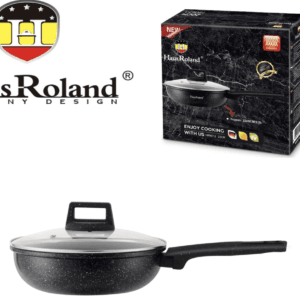 Сковорода Haus Roland HR167-3, 24 см, алюмінієва, 2,9 л, з кришкою. Чорний (HR167-3)