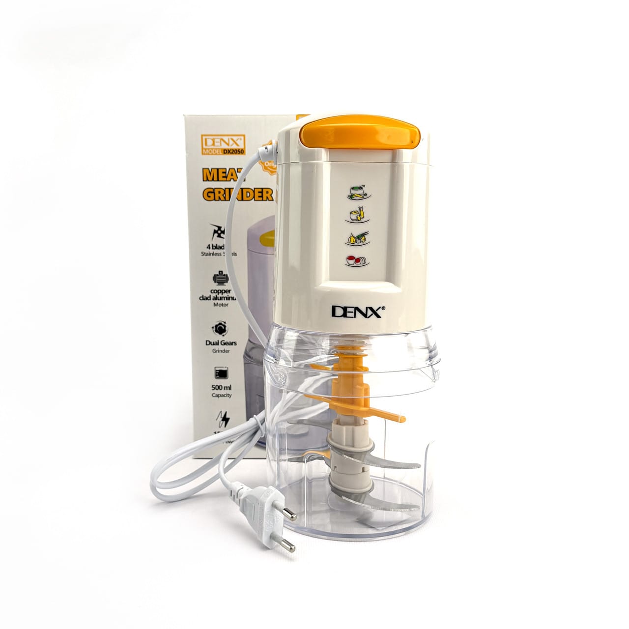 Чопер-подрібнювач DENX DX2050 з чашею 0,5 л. Білий (DX2050)