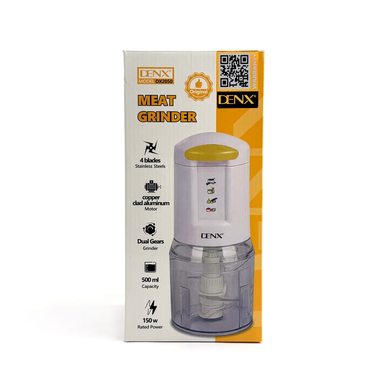 Чопер-подрібнювач DENX DX2050 з чашею 0,5 л. Білий (DX2050)
