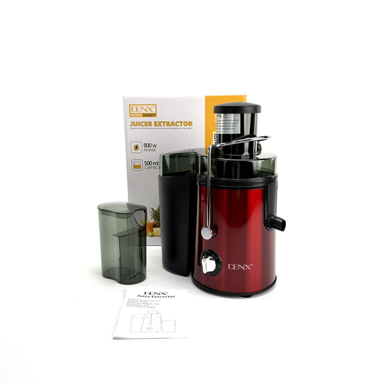 Соковижималка-екстрактор DENX DX2071 на 500 мл, 800 Вт. Червоний (DX2071)
