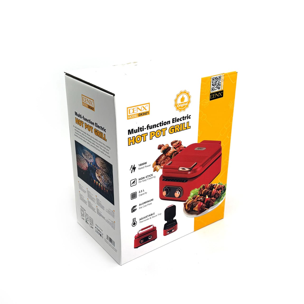 Гриль-барбекю електричний DENX DX3421 1800 Вт. Червоний (DX3421)