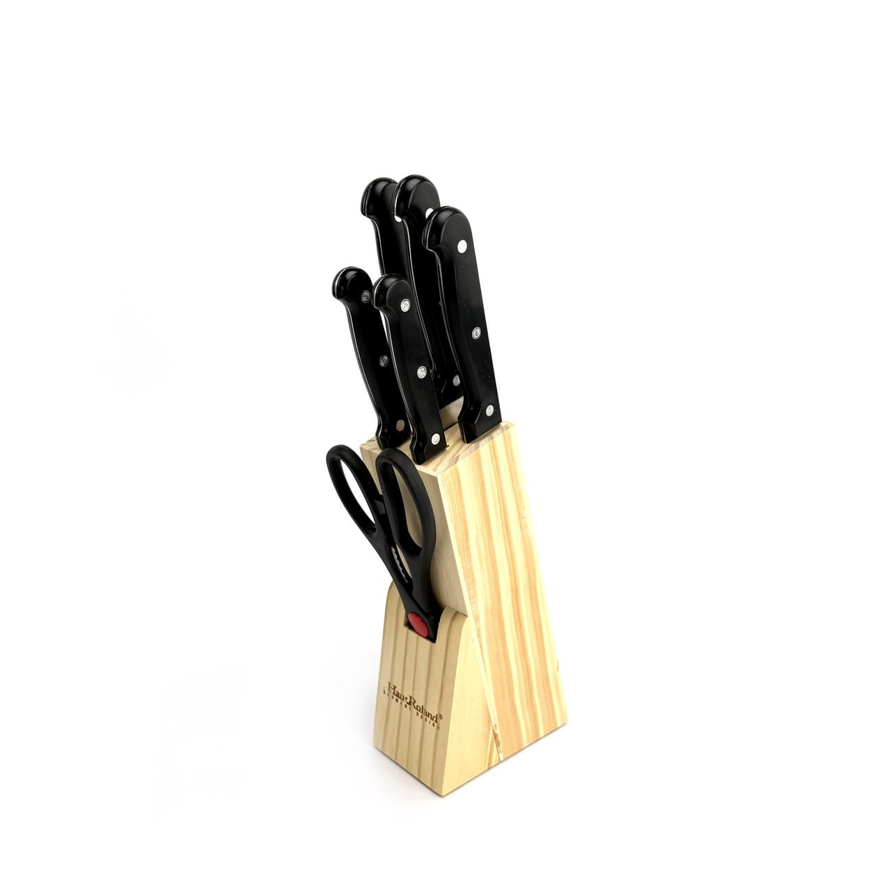 Набір ножів Haus Roland HR609-1, 7 предметів у дерев’яній підставці. Чорний (HR609-1)