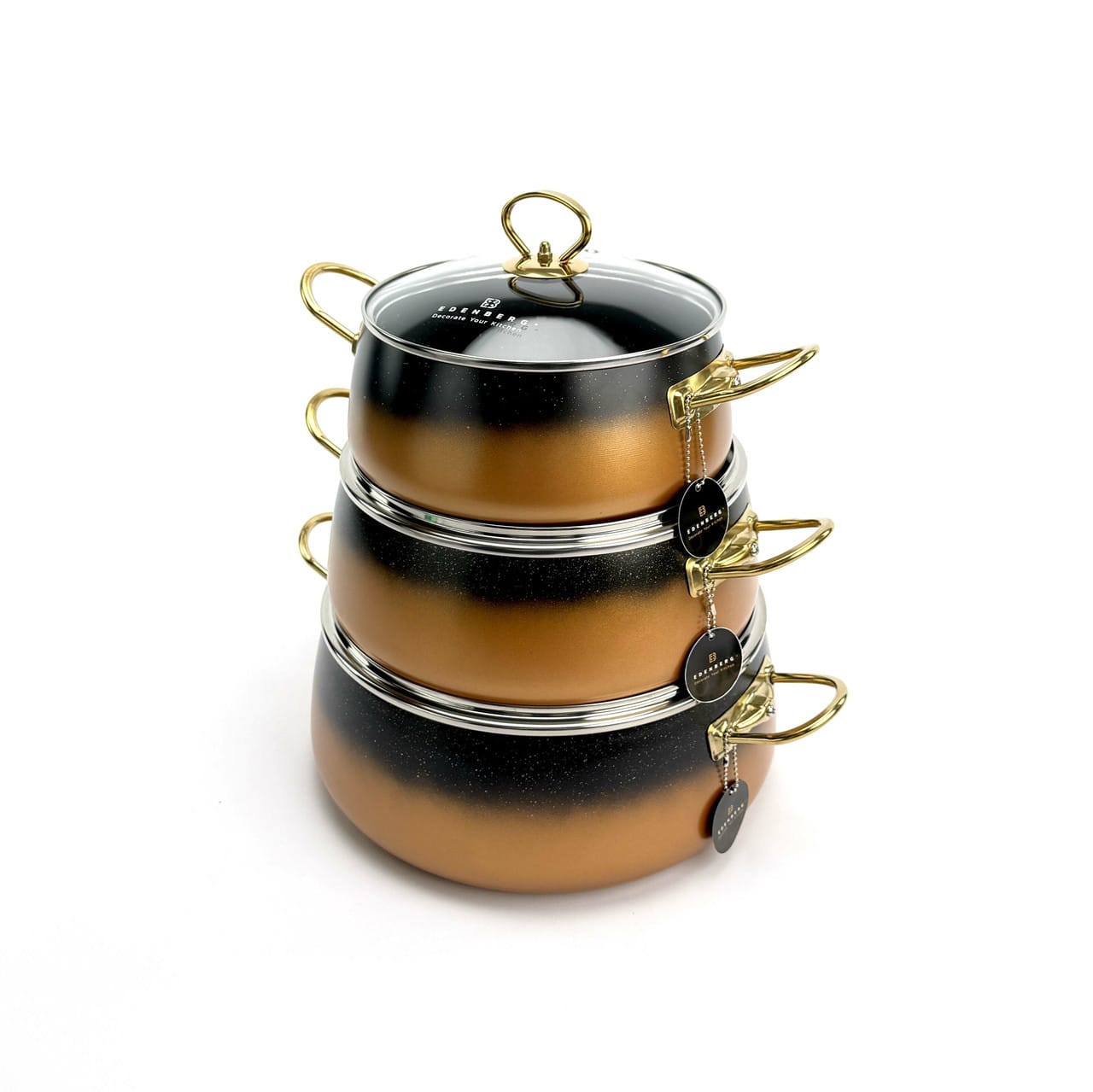 Набір каструль EDENBERG SD-6, 3 шт. з литого алюмінію 3,4/5,4/7,9 л. Ассорти (SD-6)