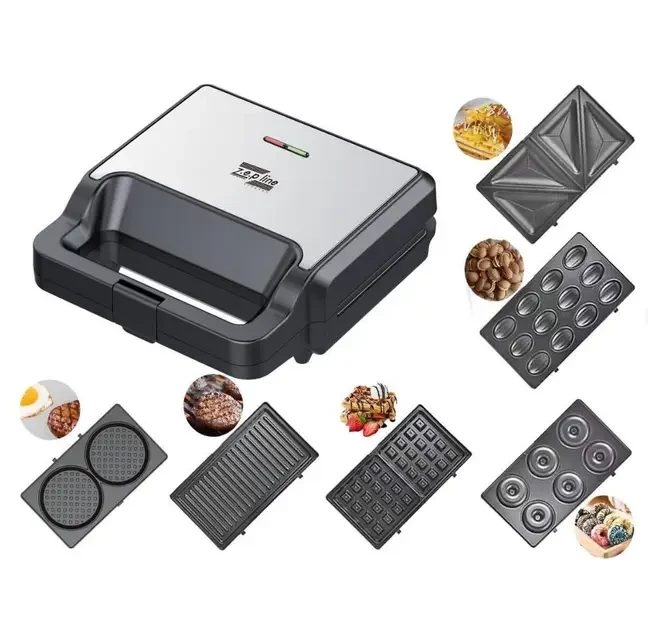 Мультимейкер 6 в 1 Zepline ZP-812 (2200 Вт) — Вафельниця, Гриль, Горішниця, Сендвічниця, Пончики, Котлетниця