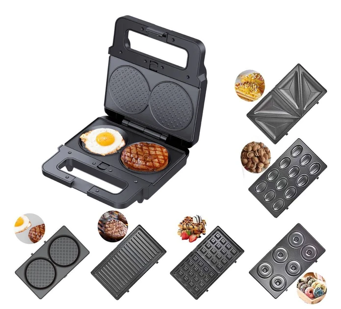 Мультимейкер 6 в 1 Zepline ZP-812 (2200 Вт) — Вафельниця, Гриль, Горішниця, Сендвічниця, Пончики, Котлетниця