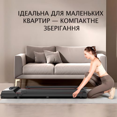 Складана бігова доріжка YXT003 3-в-1 Walking Pad, до 150 кг, 10 км/год, з пультом, LED-дисплеєм, зона бігу 107×40 см