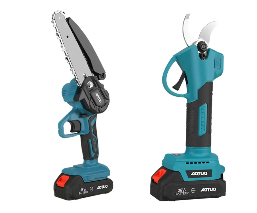 Акумуляторний набір 3в1 AUTOO секатор + міні-пила + телескопічний висоторіз до 2 м, 36V, 2 акумулятори, садовий інструмент